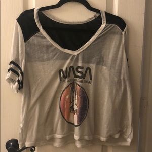 NASA football crop top sheer